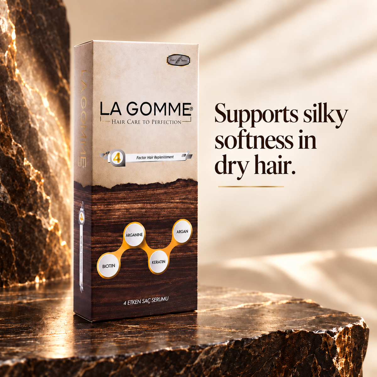 4 Factor — Serum — Supports silky softness in dry hair.