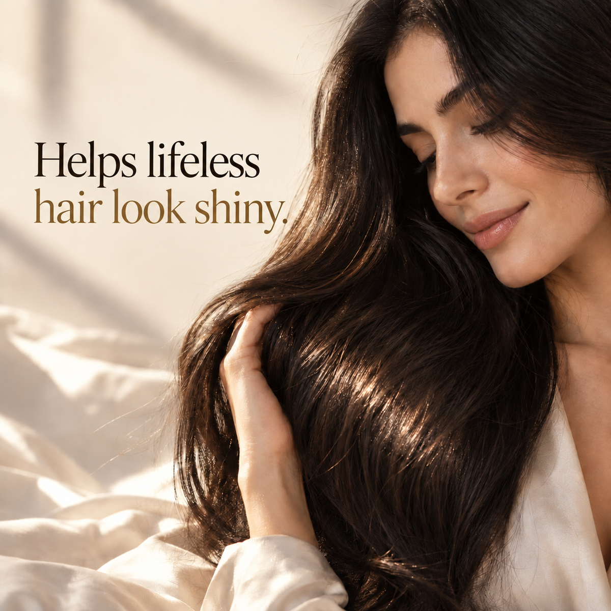 Keratin — Serum — Helps lifeless hair look shiny.