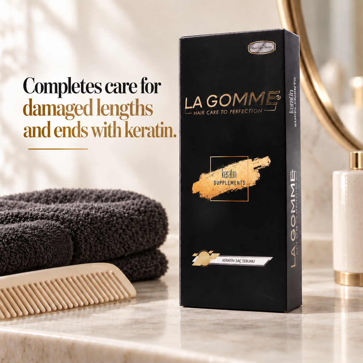 Keratin — Serum — Completes care for damaged lengths and ends with keratin.