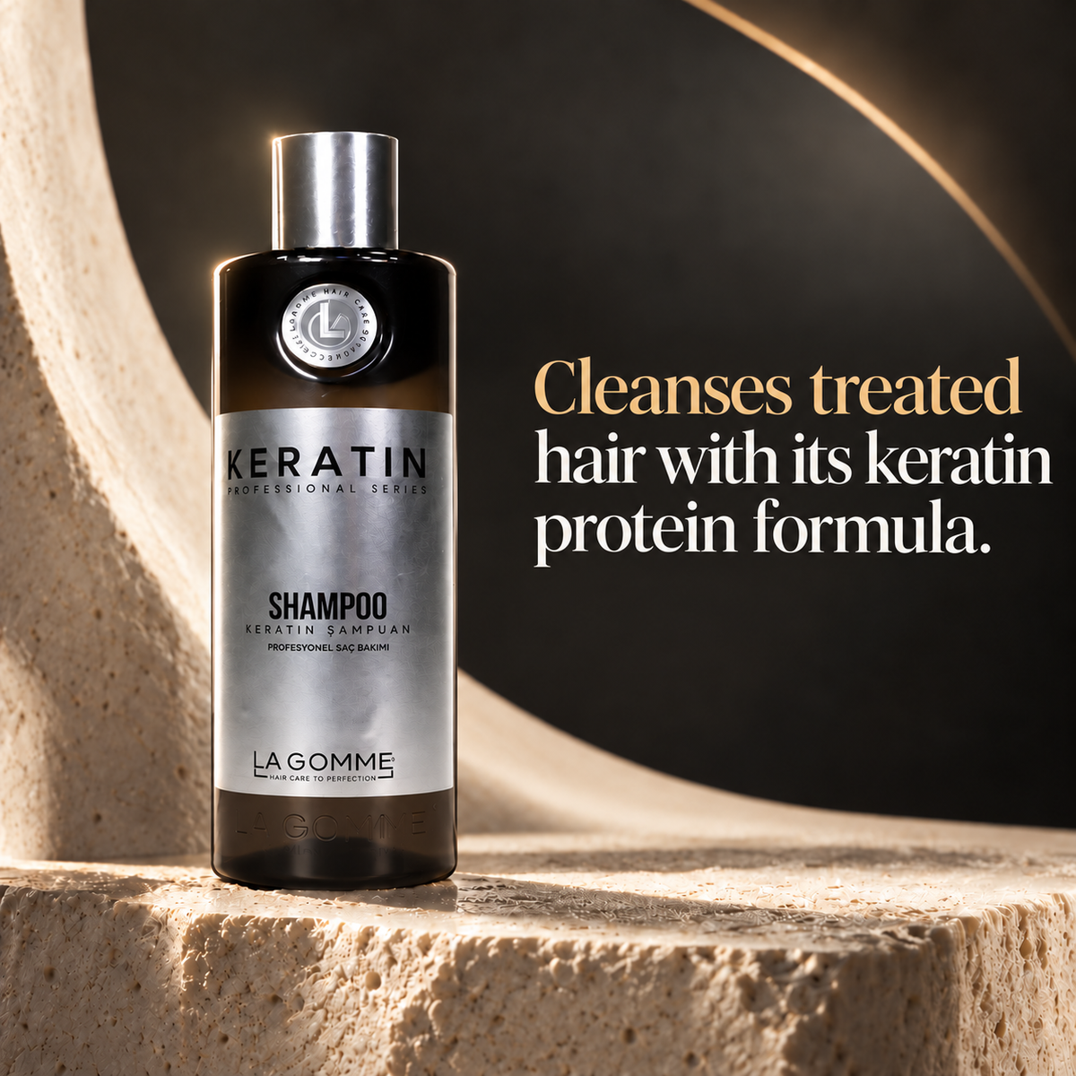 Keratin — Shampoo — Cleanses treated hair with its keratin protein formula.