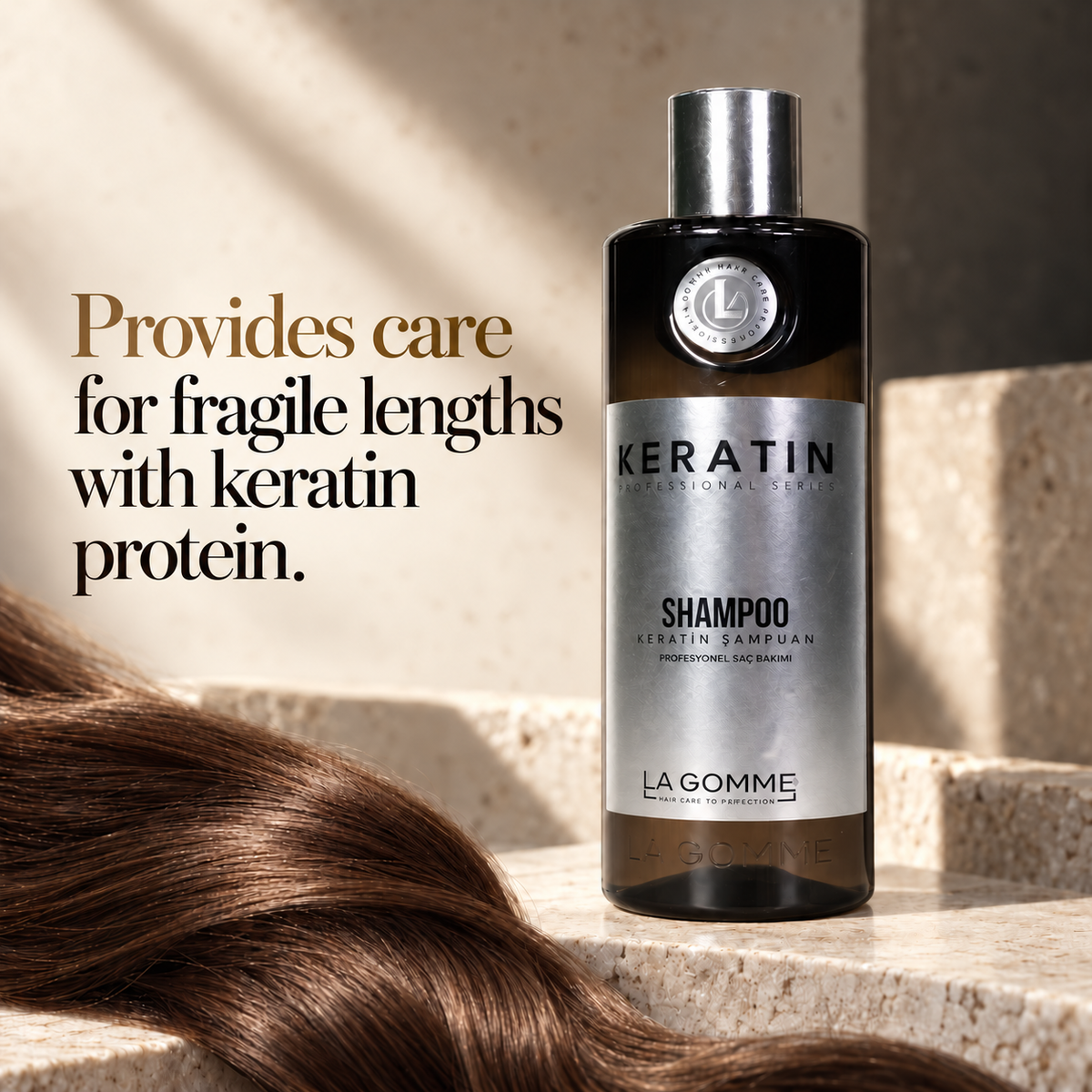 Keratin — Shampoo — Provides care for fragile lengths with keratin protein.