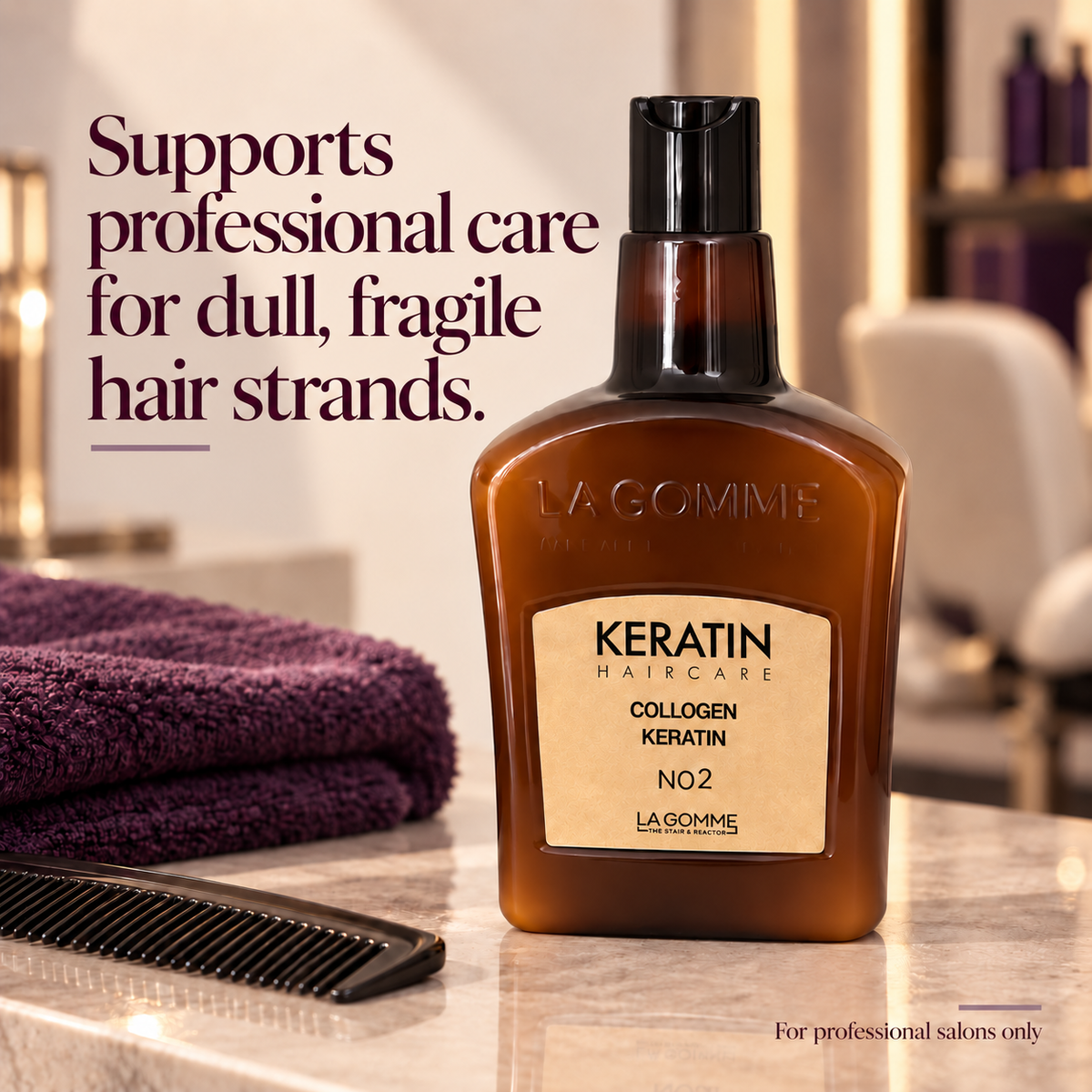 La Gomme Collagen Keratin No. 2 — Supports professional care for dull, fragile hair strands.