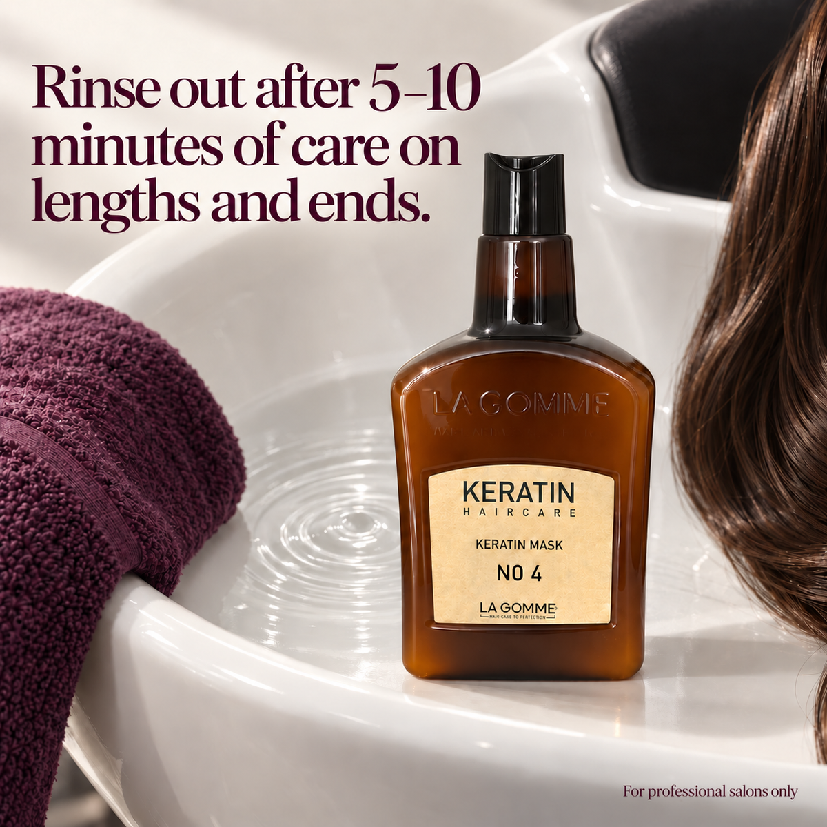 La Gomme Keratin Mask No. 4 — Rinse out after 5–10 minutes of care on lengths and ends.