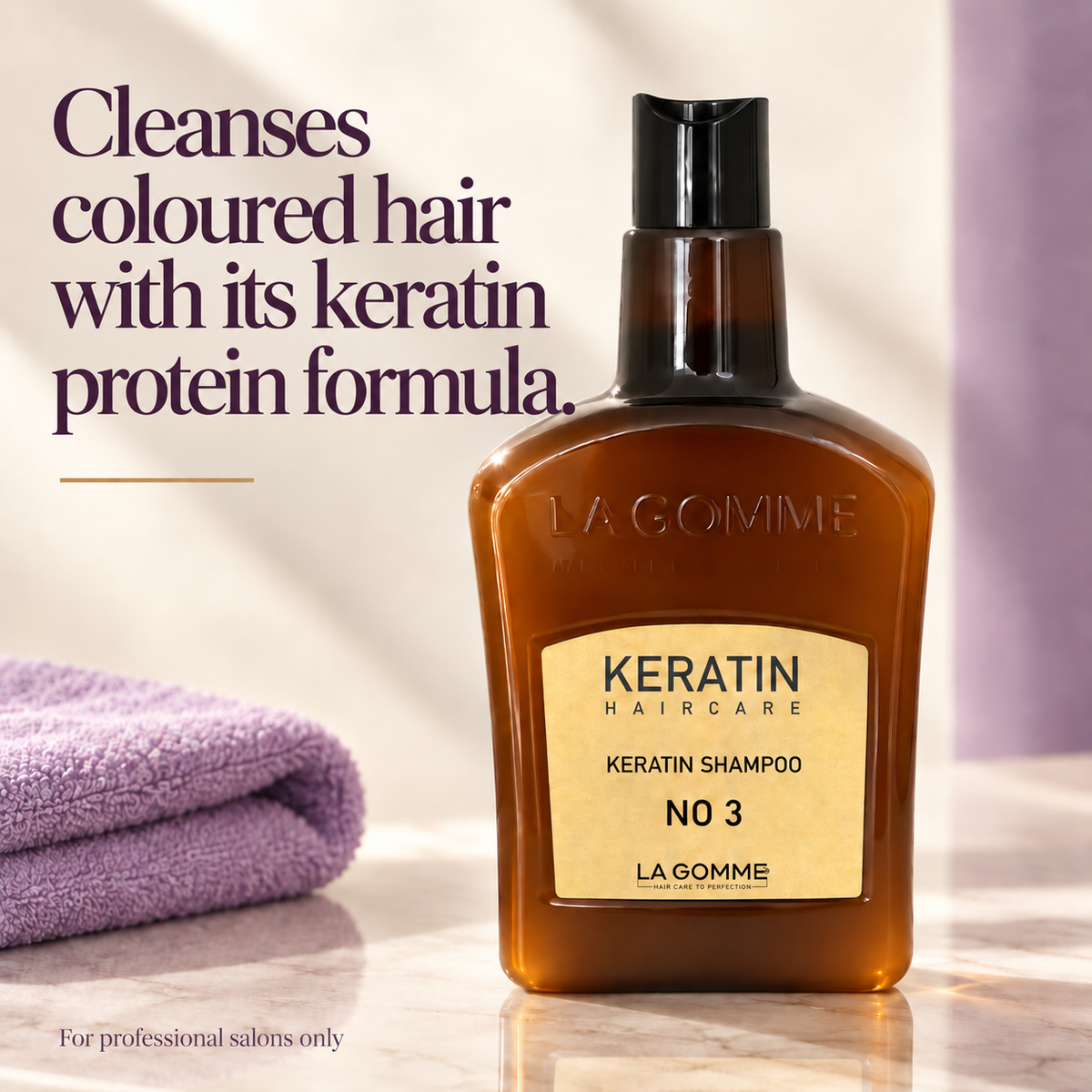 La Gomme Keratin Shampoo No. 3 — Cleanses coloured hair with its keratin protein formula.
