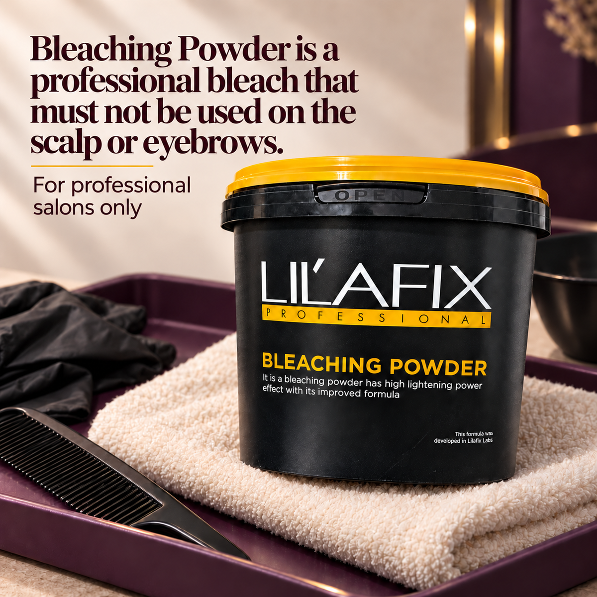 Lilafix Bleaching Powder — Bleaching Powder is a professional bleach that must not be used on the scalp or eyebrows.