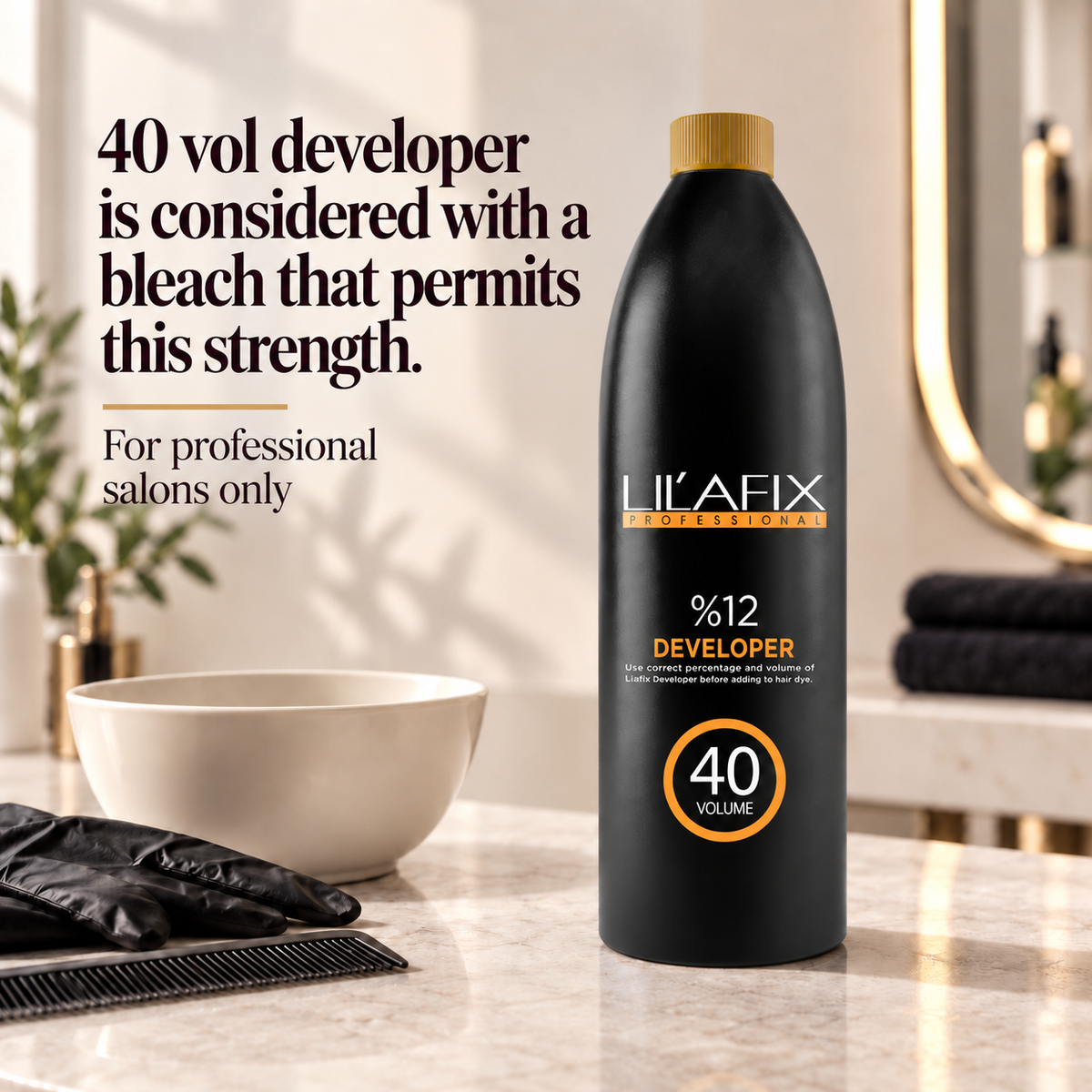 Lilafix Developer 12% — 40 Volume — 40 vol developer is considered with a bleach that permits this strength.