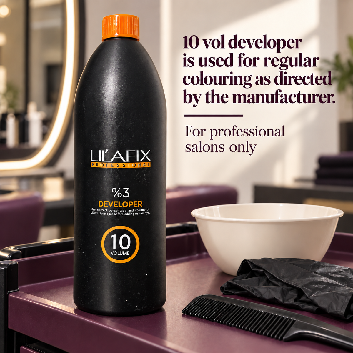 Lilafix Developer 3% — 10 Volume — 10 vol developer is used for regular colouring as directed by the manufacturer.