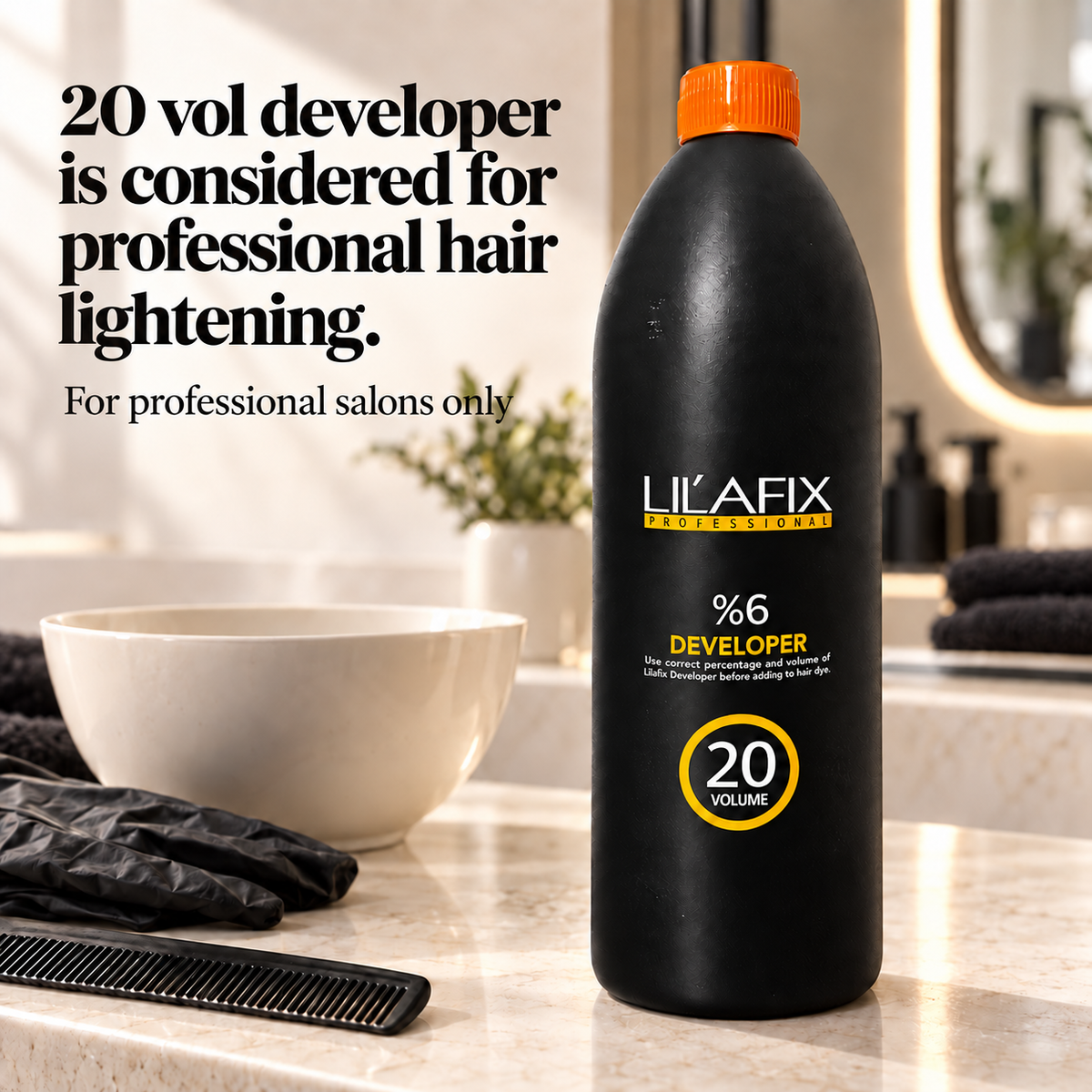 Lilafix Developer 6% — 20 Volume — 20 vol developer is considered for professional hair lightening.