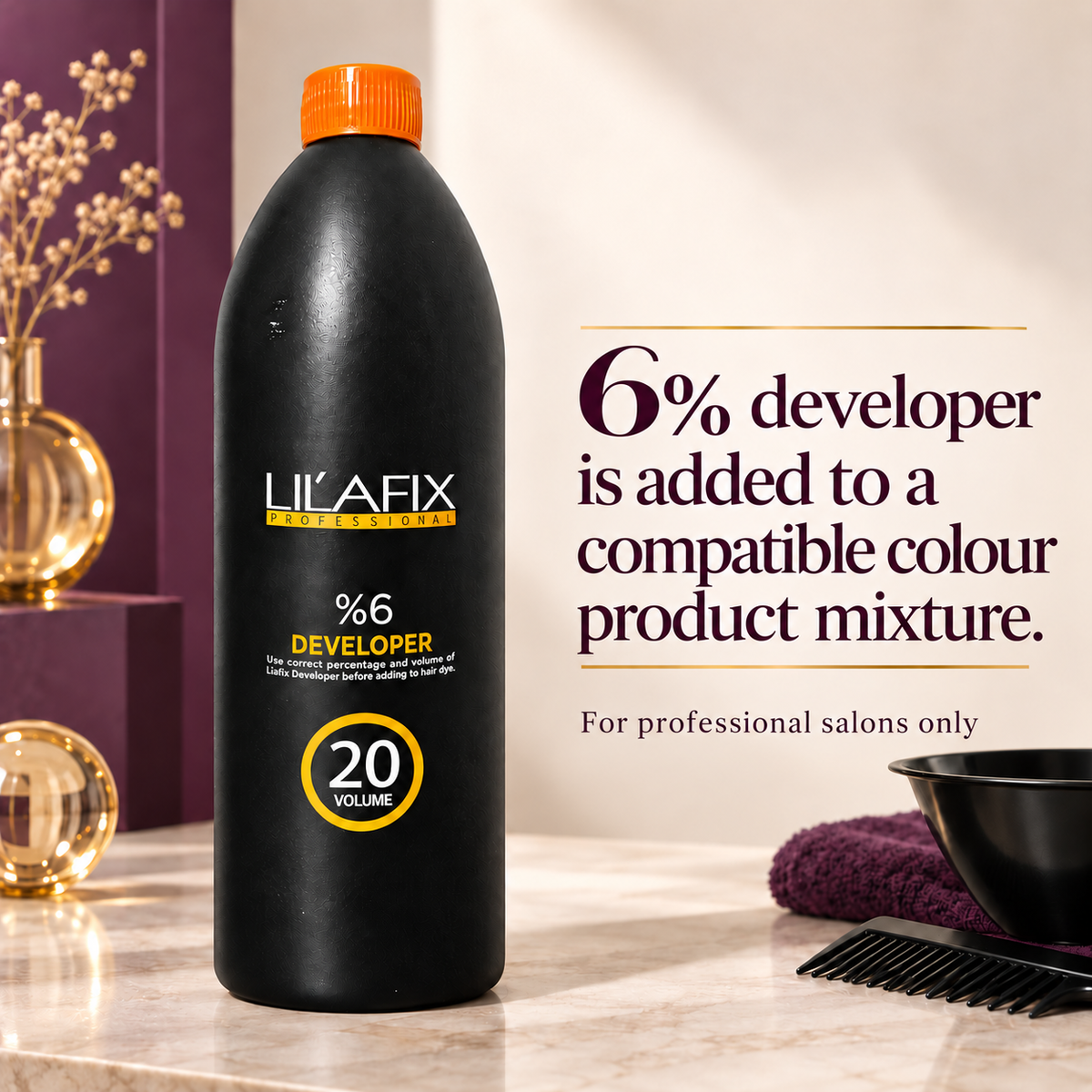Lilafix Developer 6% — 20 Volume — 6% developer is added to a compatible colour product mixture.