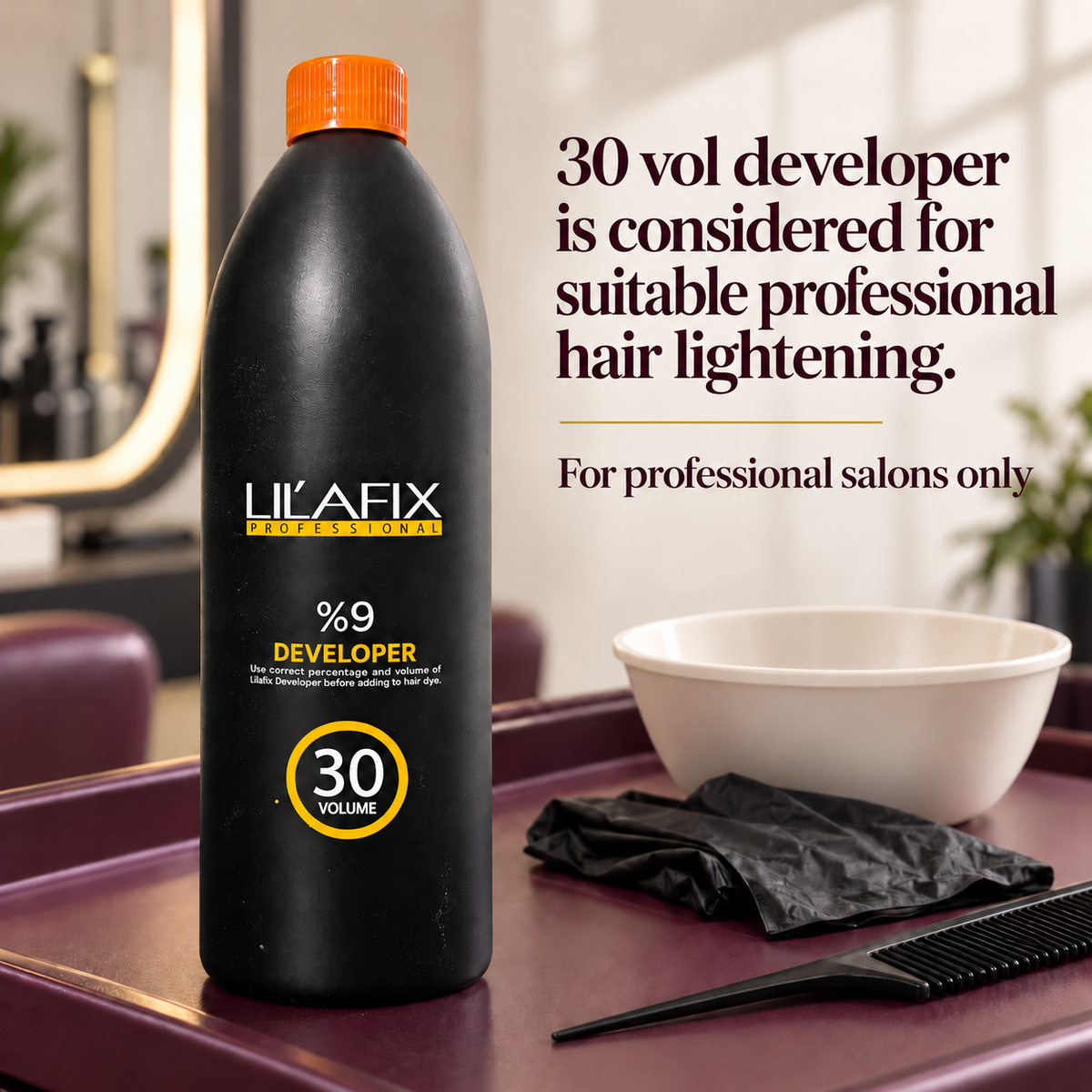 Lilafix Developer 9% — 30 Volume — 30 vol developer is considered for suitable professional hair lightening.