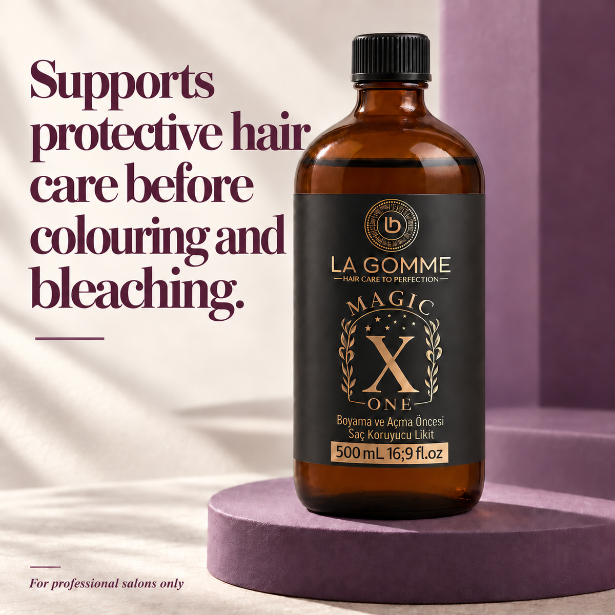 La Gomme Magic X One — Supports protective hair care before colouring and bleaching.