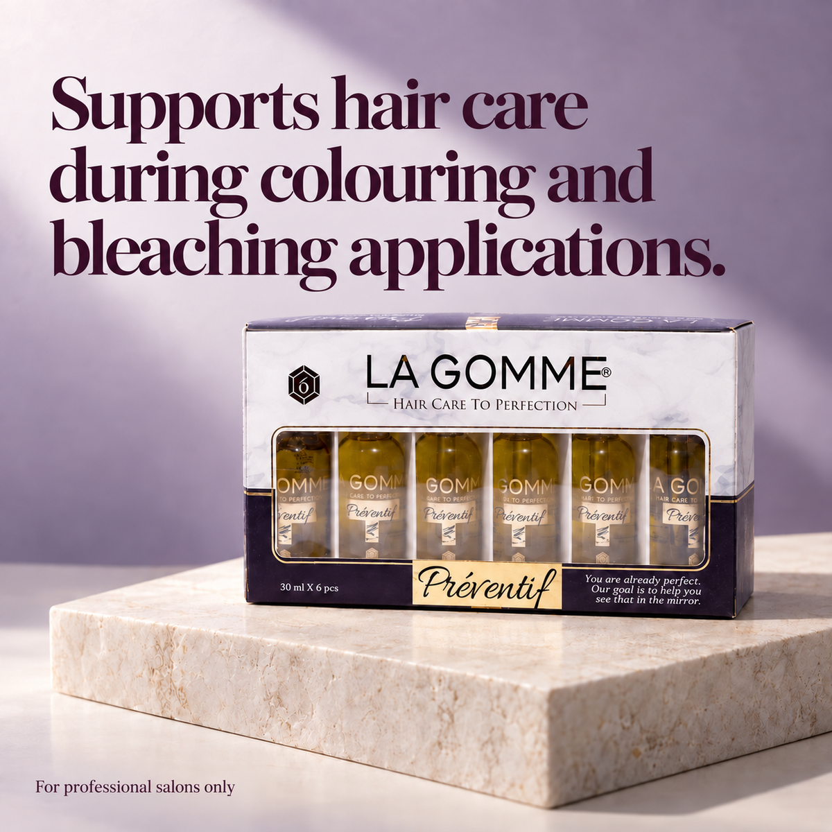 La Gomme Preventiv Serum — Supports hair care during colouring and bleaching applications.