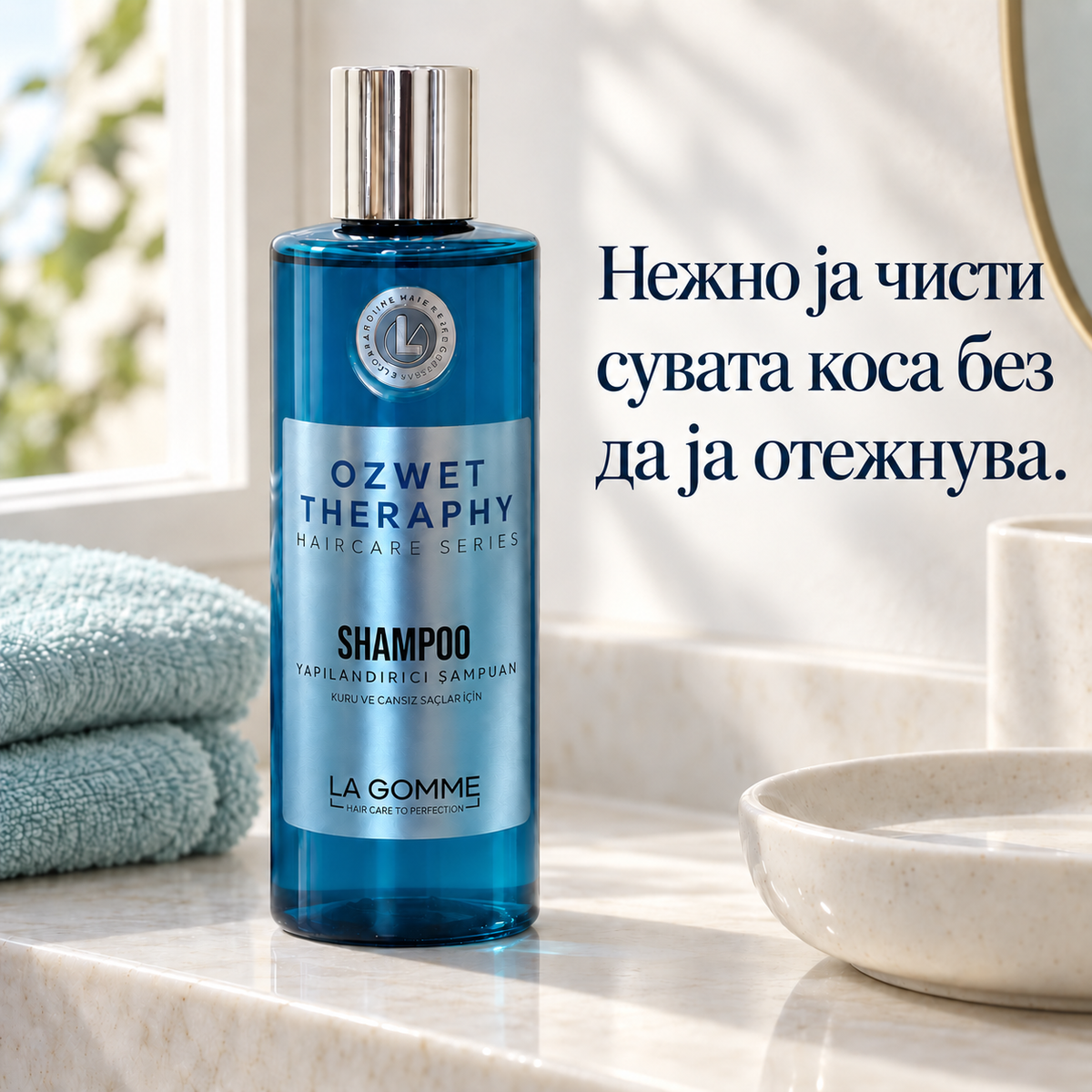 Oz Wet Therapy — шампон — Нежно ја чисти сувата коса без да ја отежнува.