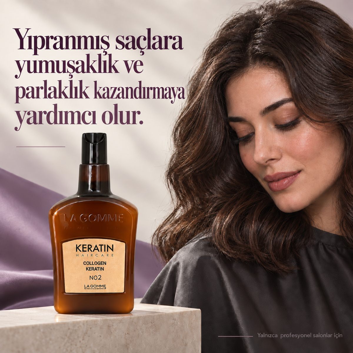 La Gomme Collagen Keratin No. 2 — Yıpranmış saçlara yumuşaklık ve parlaklık kazandırmaya yardımcı olur.