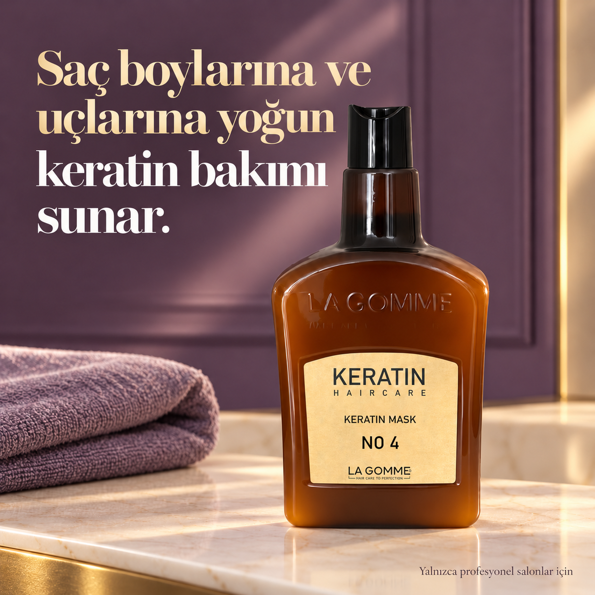 La Gomme Keratin Maske No. 4 — Saç boylarına ve uçlarına yoğun keratin bakımı sunar.