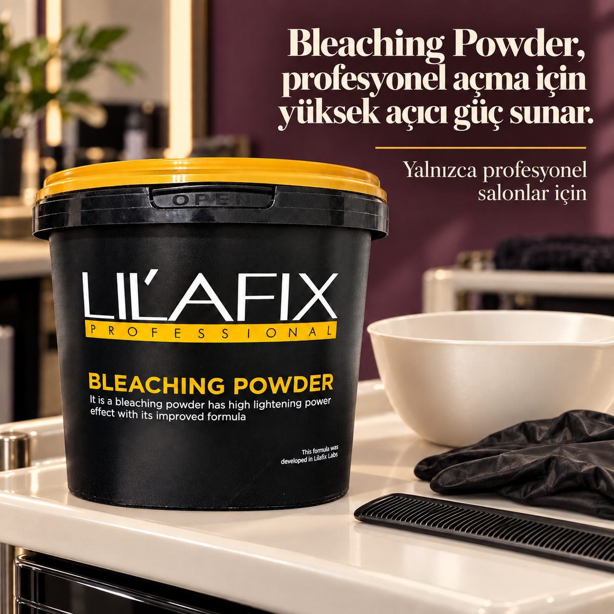 Lilafix Bleaching Powder — Toz Saç Açıcı — Bleaching Powder, profesyonel açma için yüksek açıcı güç sunar.