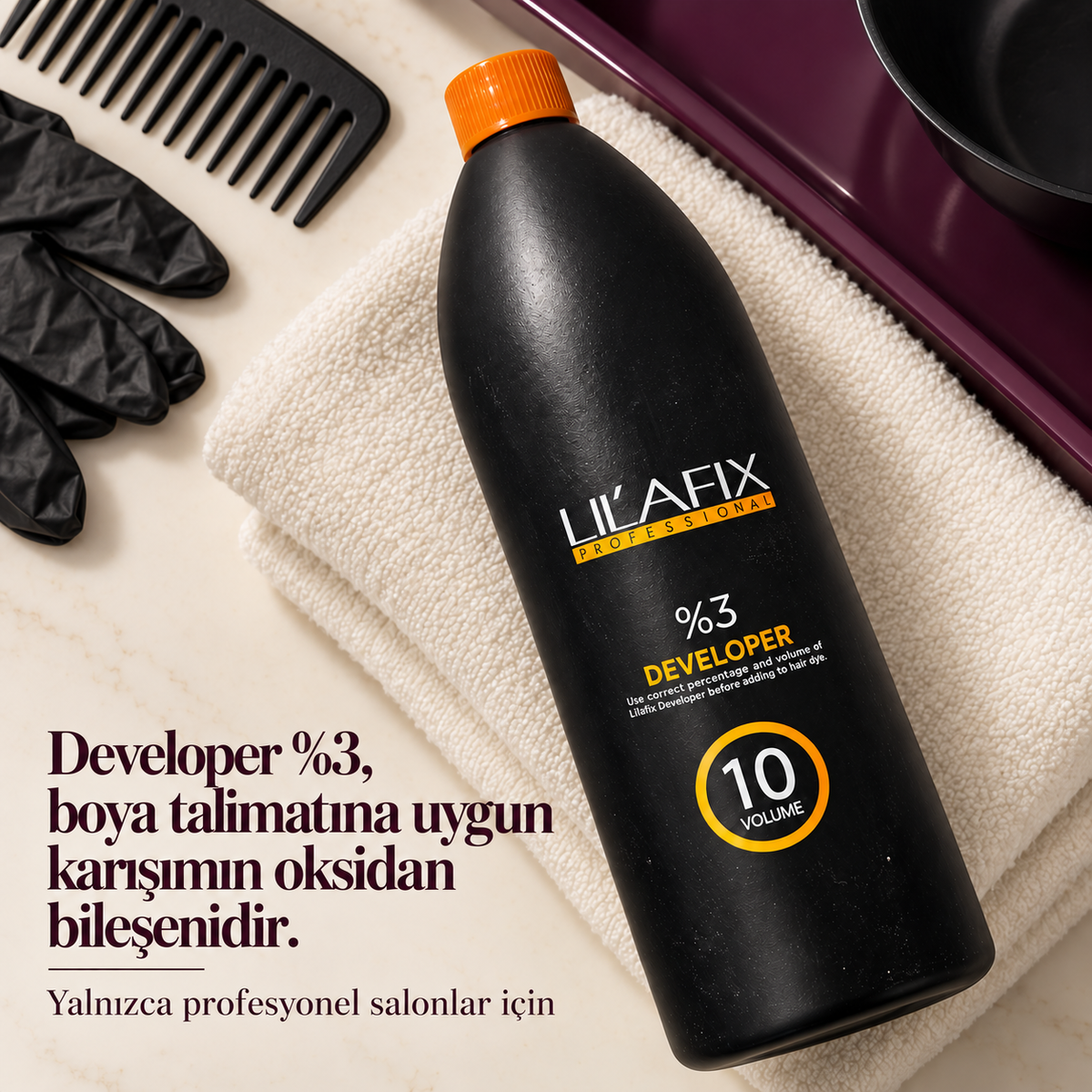 Lilafix Developer %3 — 10 vol — Developer %3, boya talimatına uygun karışımın oksidan bileşenidir.