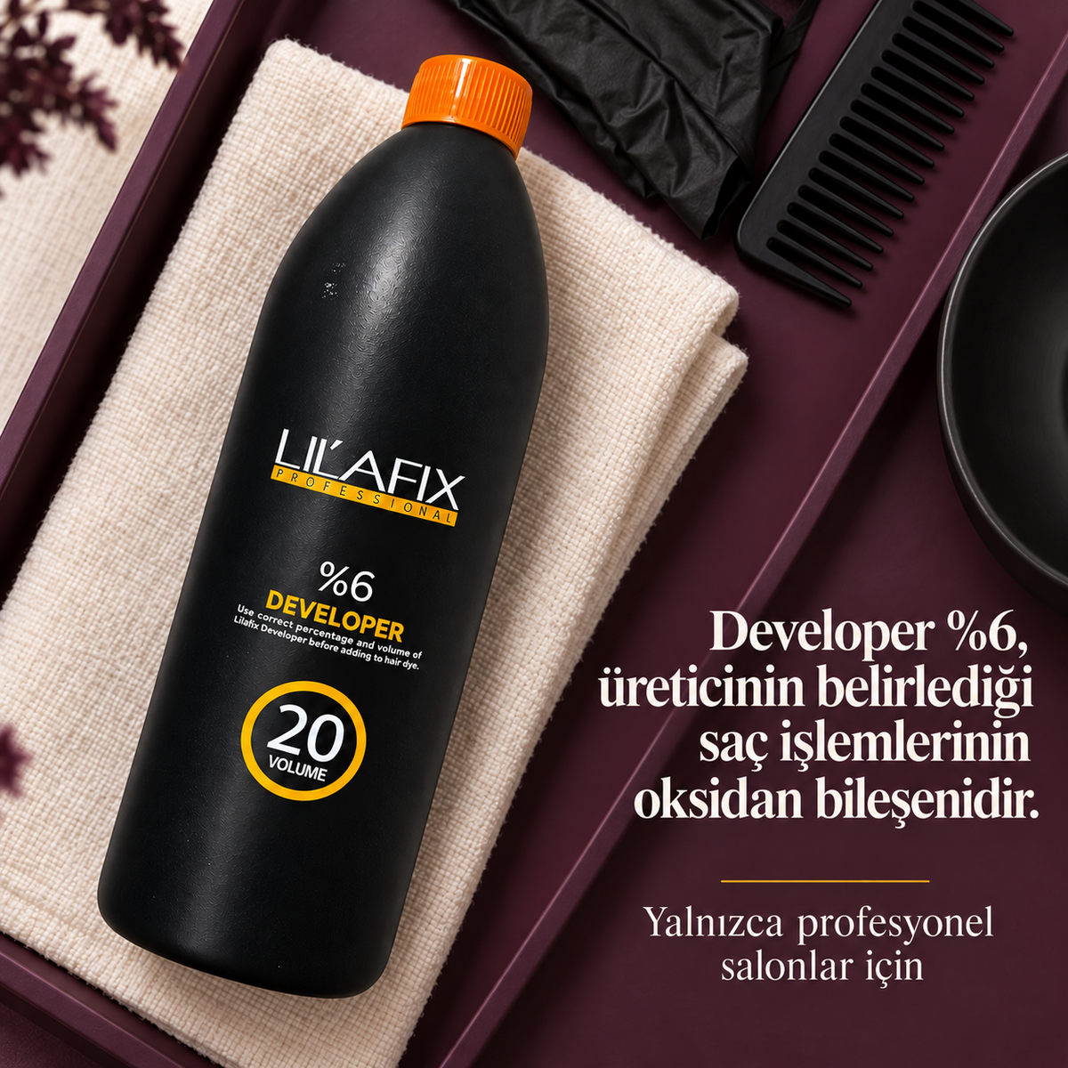 Lilafix Developer %6 — 20 vol — Developer %6, üreticinin belirlediği saç işlemlerinin oksidan bileşenidir.