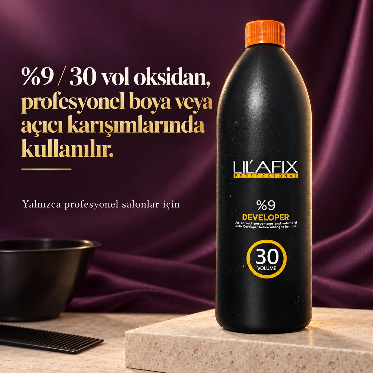 Lilafix Developer %9 — 30 vol — %9 / 30 vol oksidan, profesyonel boya veya açıcı karışımlarında kullanılır.