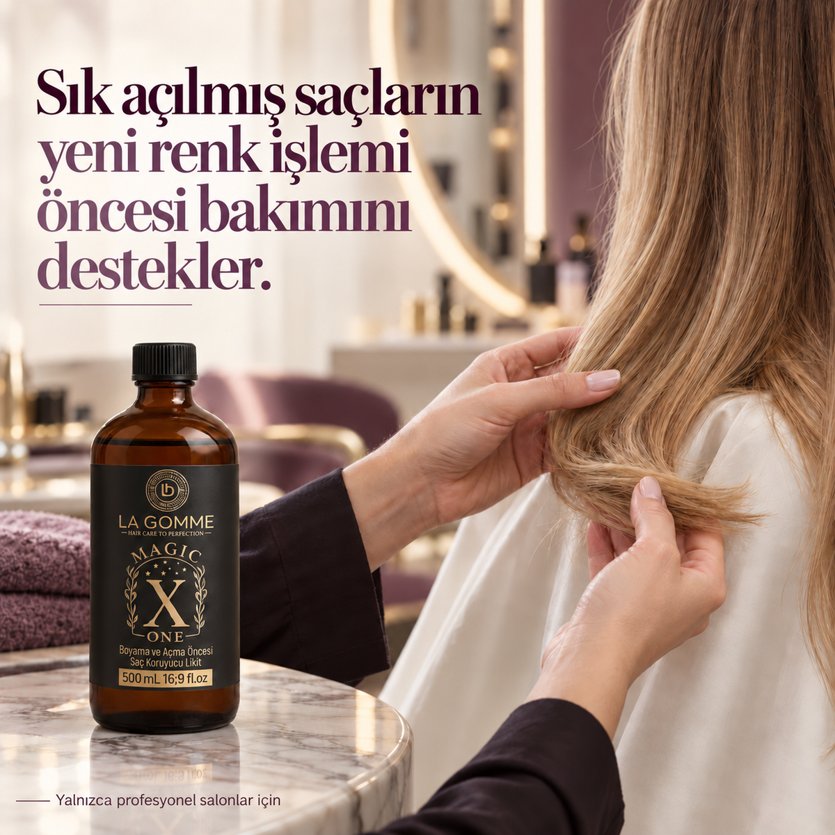 La Gomme Magic X One — Sık açılmış saçların yeni renk işlemi öncesi bakımını destekler.