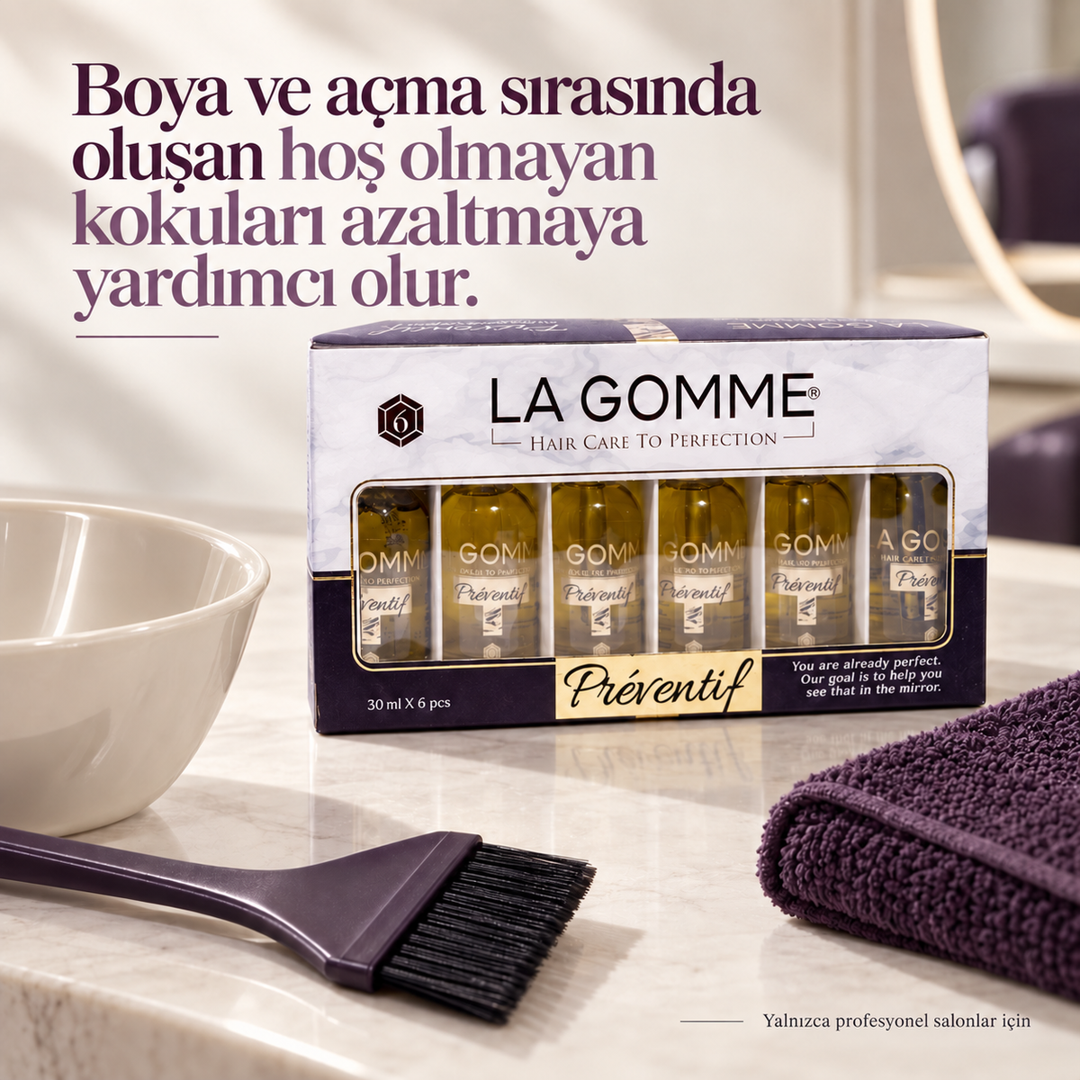 La Gomme Preventiv Serum — Boya ve açma sırasında oluşan hoş olmayan kokuları azaltmaya yardımcı olur.